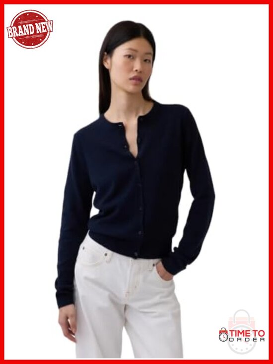 Sweaters - Women's Cashsoft Cropped Cardigan Long Sleeve Cotton Blend Knit